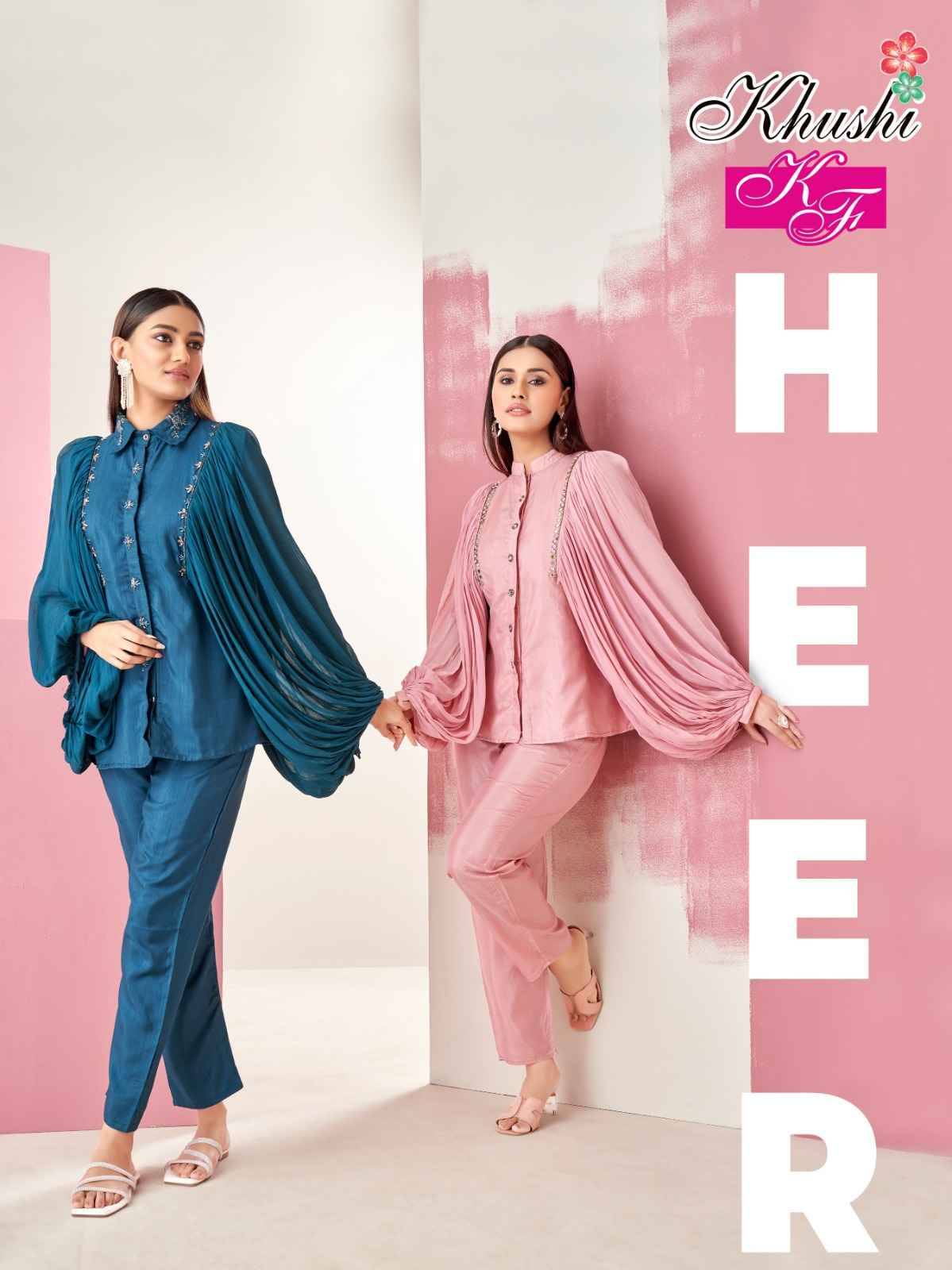 Heer By Khushi Fashion 1001 To 1004 Series Designer Stylish Fancy Colorful Beautiful Party Wear & Ethnic Wear Collection Silk Georgette Co-Ord At Wholesale Price