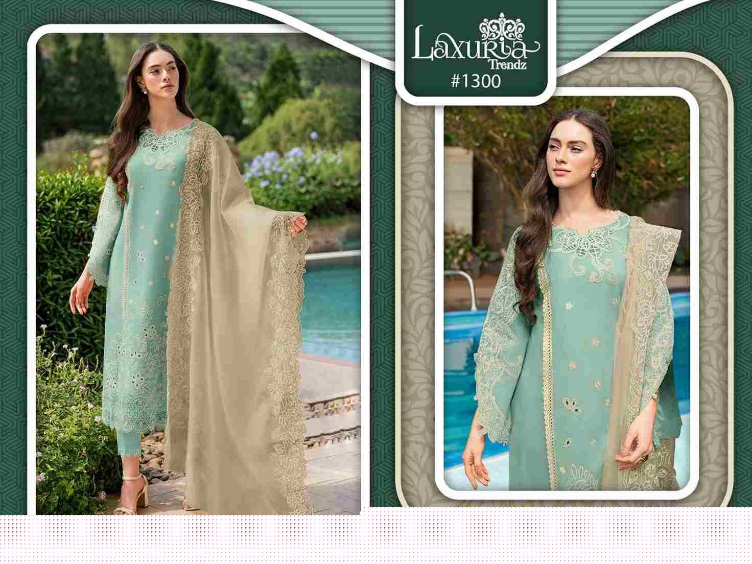 Luxuria Trendz Hit Design 1300 By Luxuria Beautiful Pakistani Suits Colorful Stylish Fancy Casual Wear & Ethnic Wear Faux Georgette With Embroidered Dresses At Wholesale Price