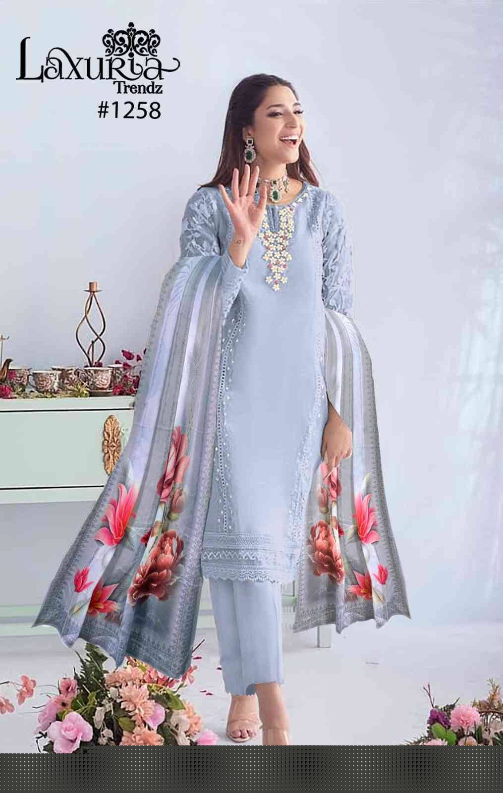 Luxuria Trendz 1258 Colours By Luxuria 1258-A To 1258-D Series Beautiful Pakistani Suits Colorful Stylish Fancy Casual Wear & Ethnic Wear Organza Embroidered Dresses At Wholesale Price
