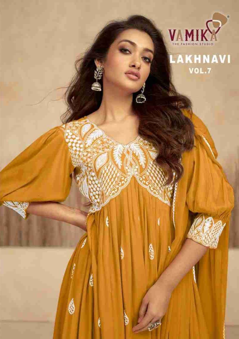 Lakhnavi Vol-7 By Vamika 1037 To 1042 Series Beautiful Stylish Sharara Suits Fancy Colorful Casual Wear & Ethnic Wear & Ready To Wear Pure Rayon Printed Dresses At Wholesale Price