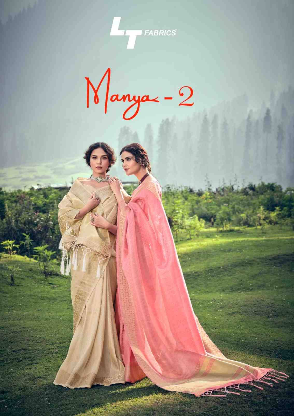 Manya Vol-2 By LT Fabrics 7501 To 7505 Series Indian Traditional Wear Collection Beautiful Stylish Fancy Colorful Party Wear & Occasional Wear Linen Tissue Sarees At Wholesale Price