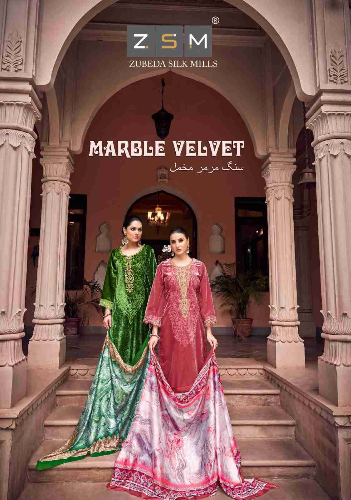 Marble Velvet By Zsm 1001 To 1006 Series Beautiful Stylish Festive Suits Fancy Colorful Casual Wear & Ethnic Wear & Ready To Wear Viscose Velvet Embroidery Dresses At Wholesale Price