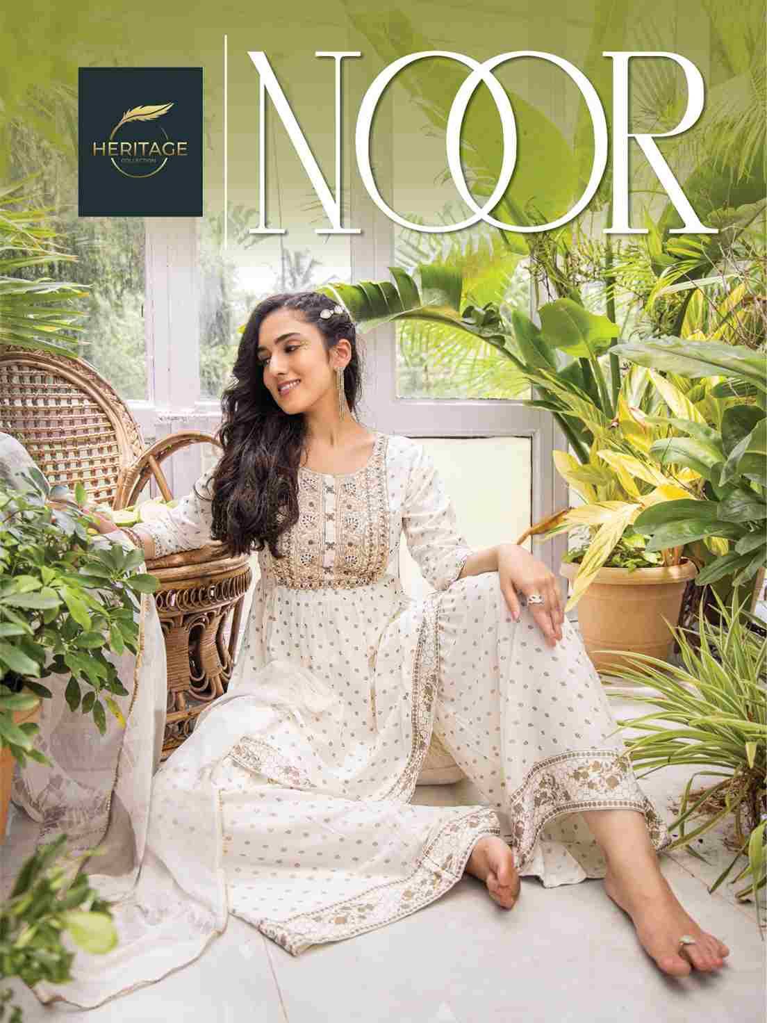 Noor By Heritage 101 To 106 Series Festive Suits Beautiful Fancy Colorful Stylish Party Wear & Occasional Wear Rayon Slub Print Dresses At Wholesale Price