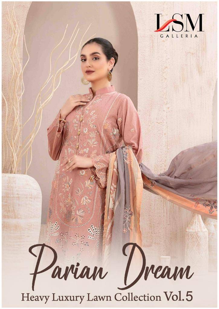 Parian Dream Vol-5 By Lsm Galleria 1041 To 1046 Series Beautiful Festive Suits Stylish Fancy Colorful Casual Wear & Ethnic Wear Pure Lawn Print Dresses At Wholesale Price