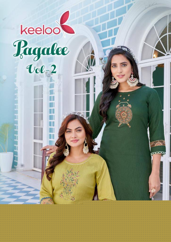 Pagalee Vol-2 By Keeloo 2001 To 2006 Series Beautiful Stylish Fancy Colorful Casual Wear & Ethnic Wear & Ready To Wear Viscose Silk With Work Kurtis At Wholesale Price