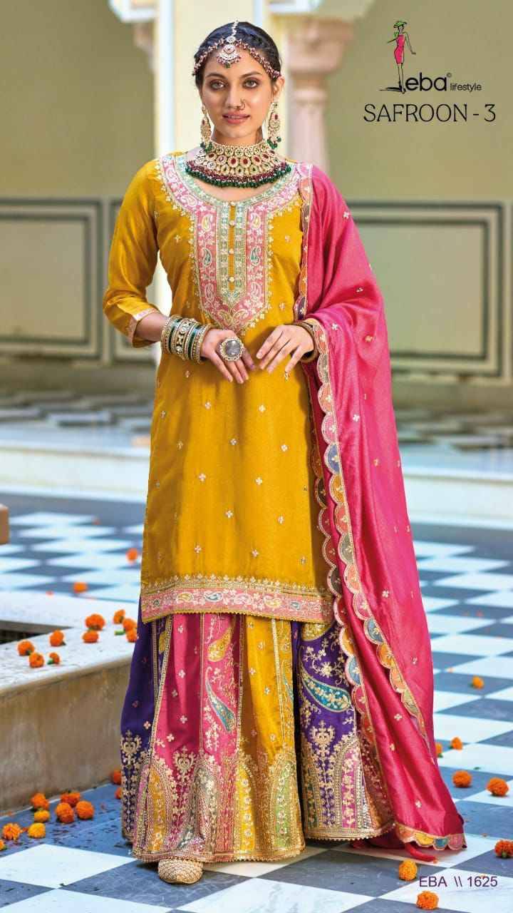 Safroon Vol-3 By Eba Lifestyle 1624 To 1625 Series Beautiful Festive Suits Colorful Stylish Fancy Casual Wear & Ethnic Wear Silk Embroidery Dresses At Wholesale Price