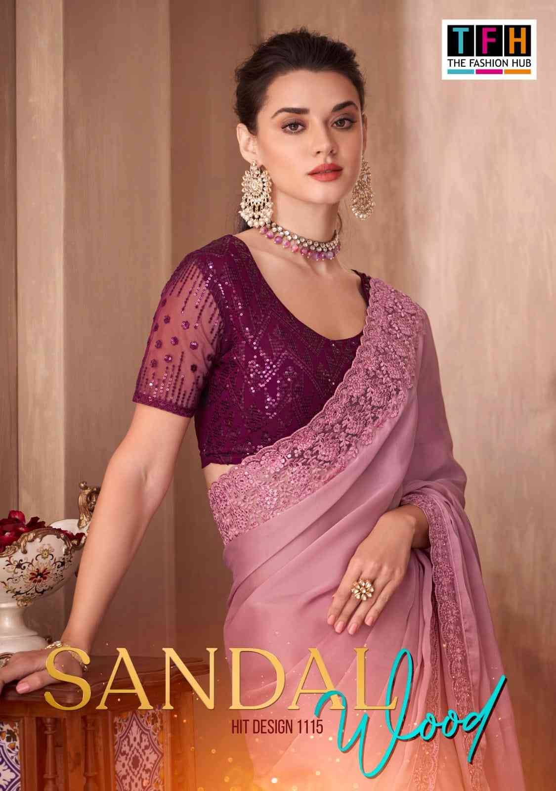 Sandalwood 1115 Colours By Tfh 1115-A To 1115-F Series Indian Traditional Wear Collection Beautiful Stylish Fancy Colorful Party Wear & Occasional Wear Silk Sarees At Wholesale Price
