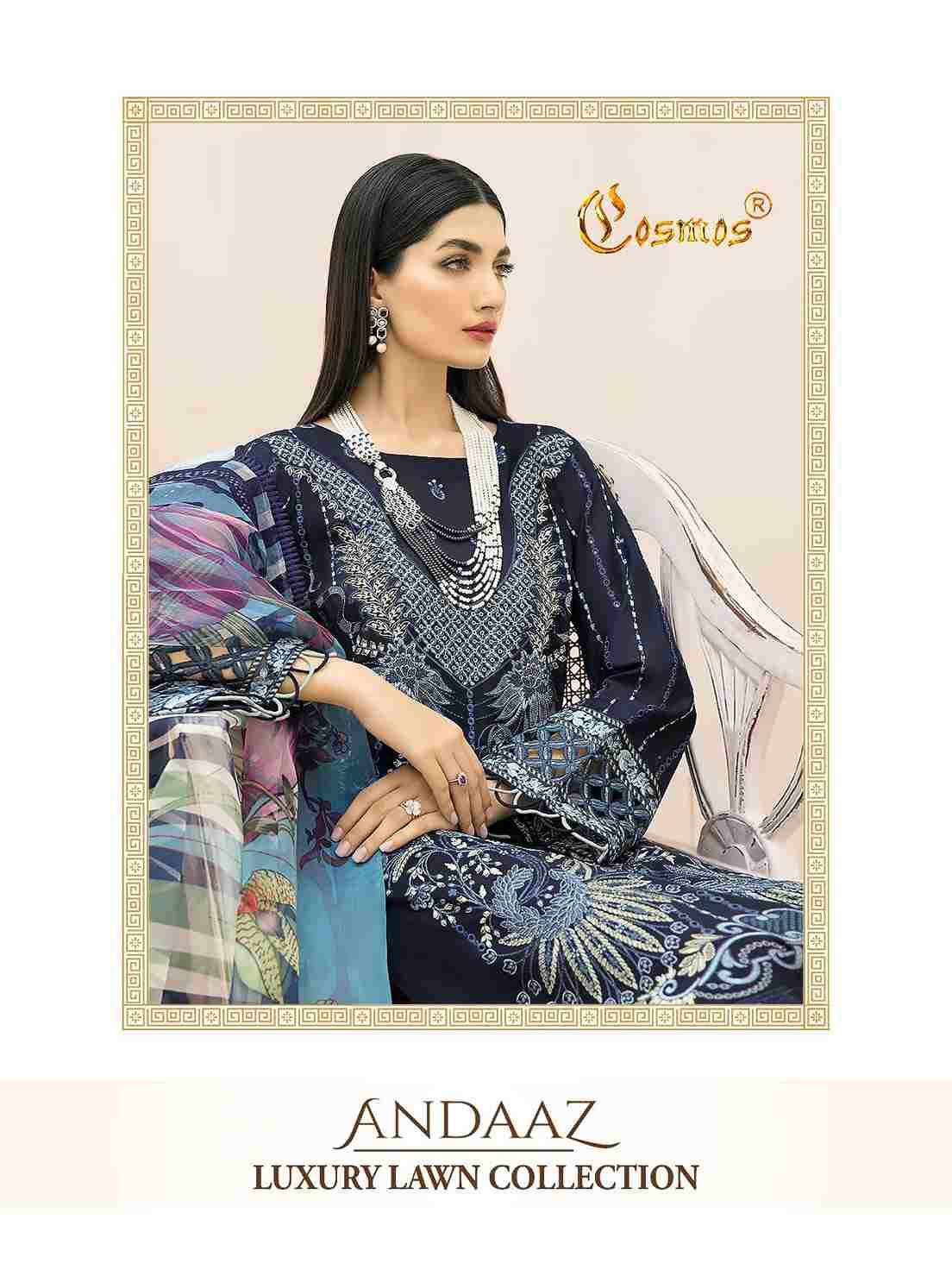 Andaaz By Cosmos 1101 To 1106 Series Beautiful Pakistani Suits Colorful Stylish Fancy Casual Wear & Ethnic Wear Pure Lawn Cotton Embroidered Dresses At Wholesale Price