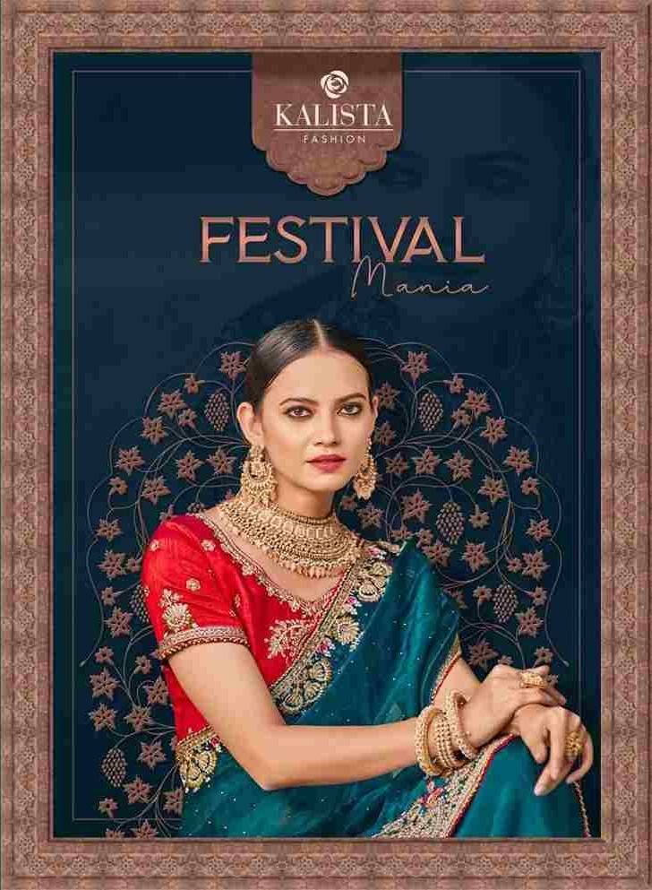 Festival Mania By Kalista Fashion 22001 To 22006 Series Indian Traditional Wear Collection Beautiful Stylish Fancy Colorful Party Wear & Occasional Wear Satin With Work Sarees At Wholesale Price