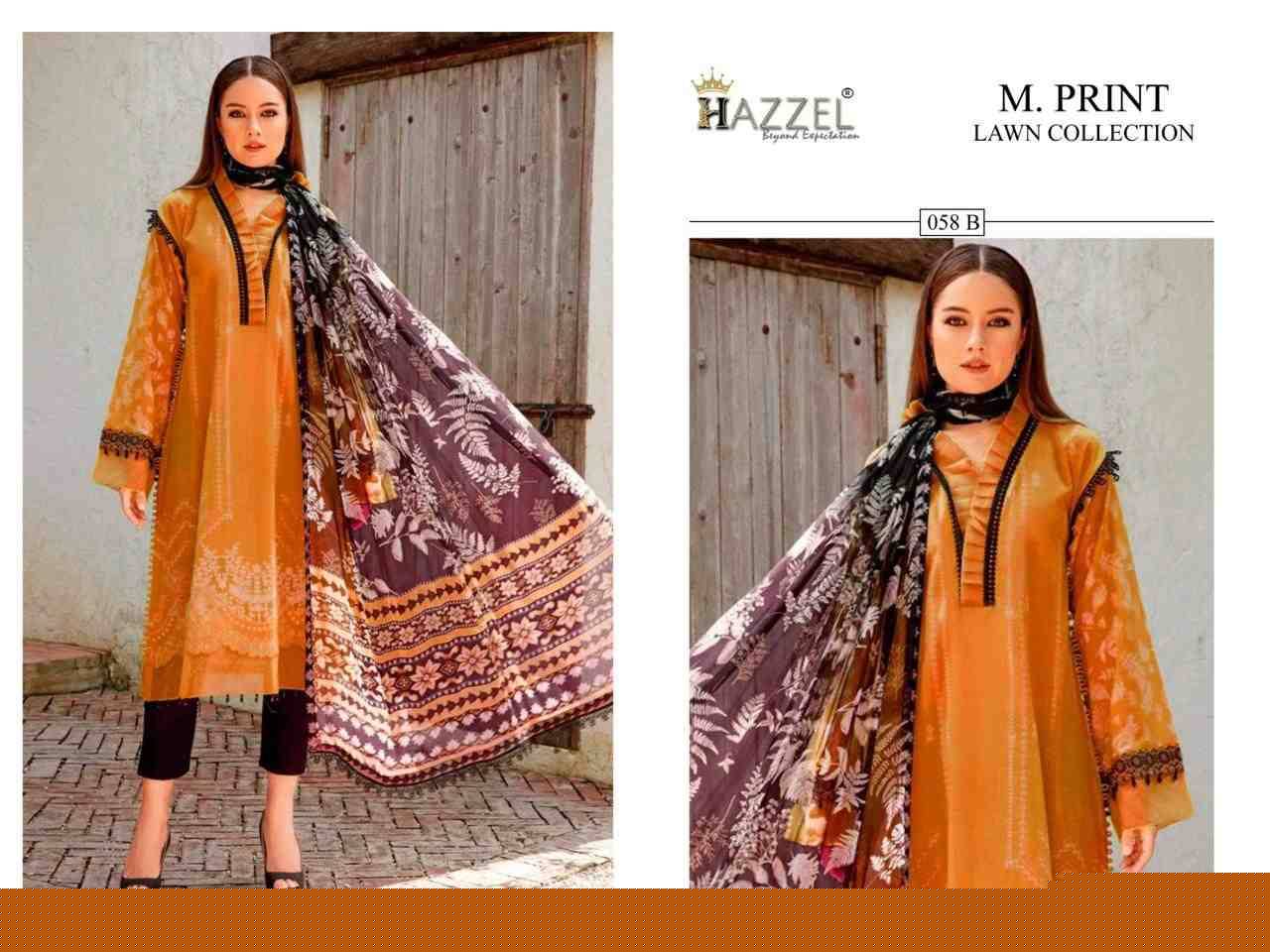 M.Print Lawn Collection By Hazzel 058-A To 058-D Series Beautiful Pakistani Suits Colorful Stylish Fancy Casual Wear & Ethnic Wear Pure Cotton Print Embroidered Dresses At Wholesale Price