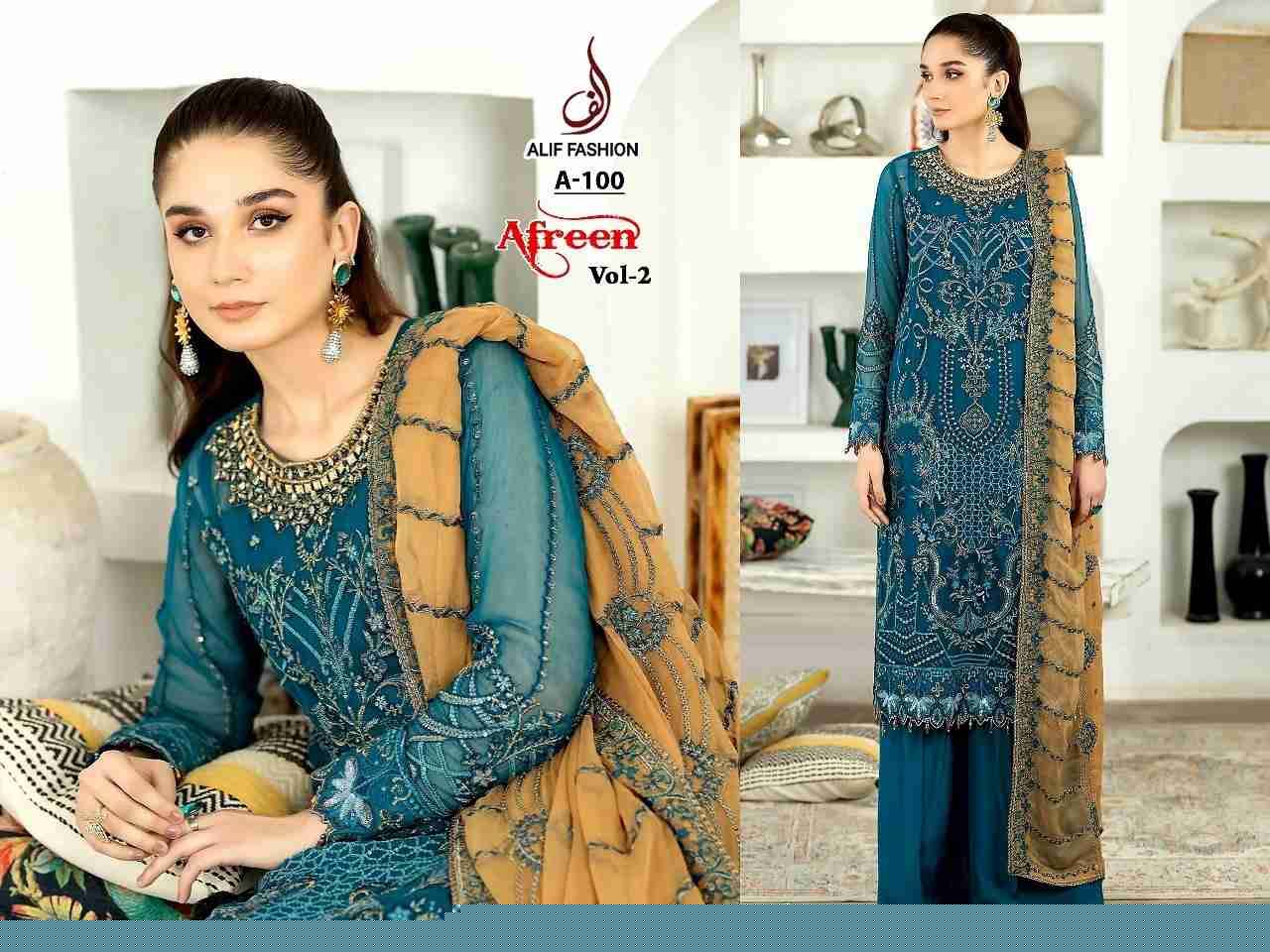 Afreen Vol-2 By Alif Fashion Pakistani Suits Collection Beautiful Stylish Fancy Colorful Party Wear & Occasional Wear Pure Faux Georgette Embroidered Dresses At Wholesale Price