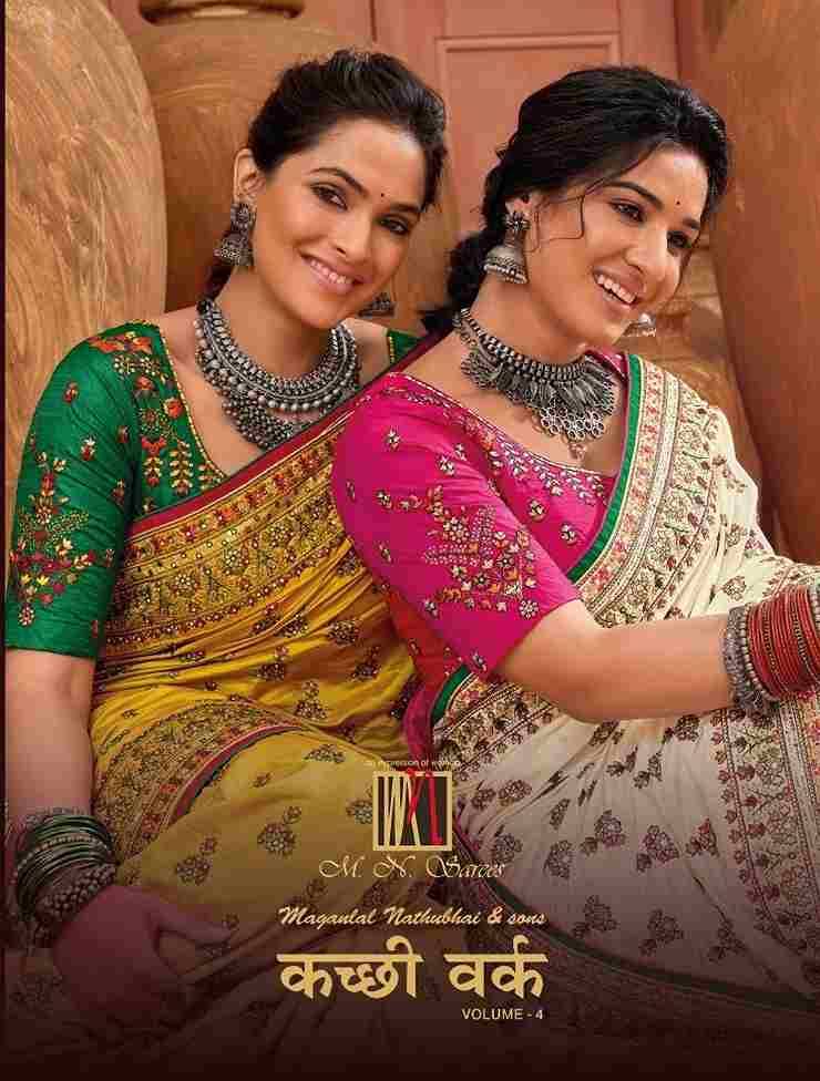 Kacchi Work Vol-4 By M.N. Sarees 6901 To 6909 Series Indian Traditional Wear Collection Beautiful Stylish Fancy Colorful Party Wear & Occasional Wear Banarasi Silk Sarees At Wholesale Price