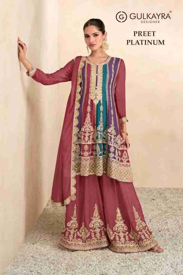 Preet Platinum By Gulkayra Designer 7601-A To 7601-C Series Beautiful Festive Suits Colorful Stylish Fancy Casual Wear & Ethnic Wear Chinnon Dresses At Wholesale Price