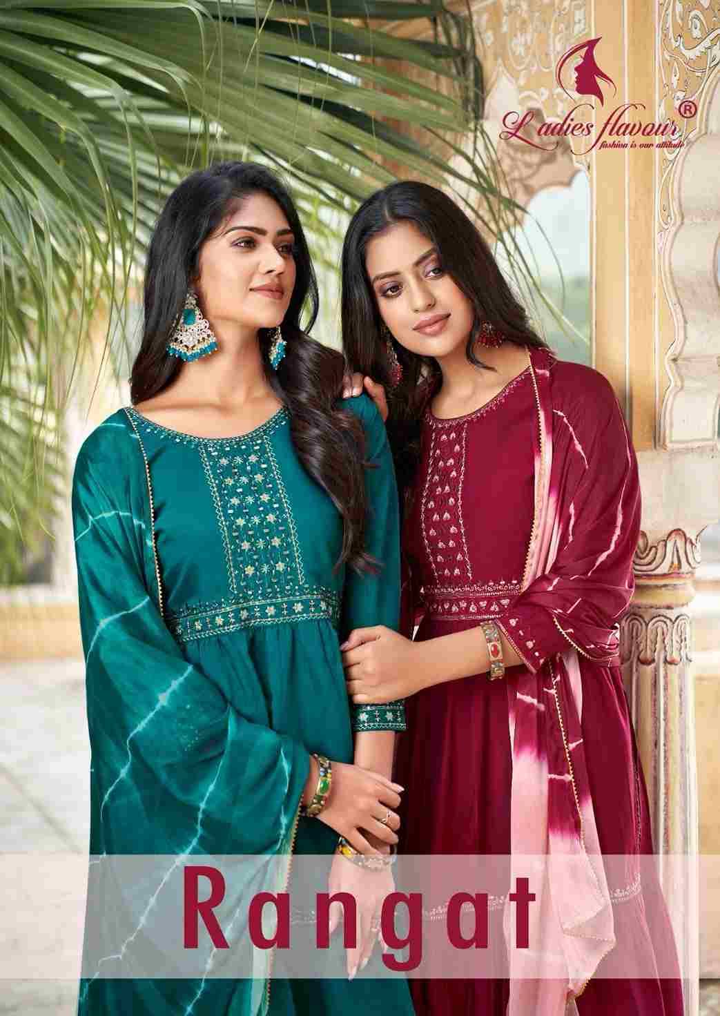 Rangat By Ladies Flavour 1001 To 1004 Series Beautiful Stylish Festive Suits Fancy Colorful Casual Wear & Ethnic Wear & Ready To Wear Viscose Chanderi Print Dresses At Wholesale Price