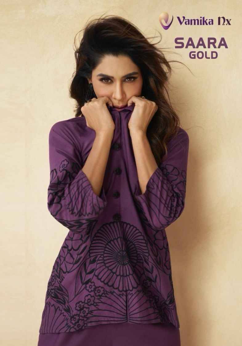Saara Gold By Vamika 1111-A To 1111-E Series Designer Stylish Fancy Colorful Beautiful Party Wear & Ethnic Wear Collection Heavy Rayon Tops With Bottom At Wholesale Price