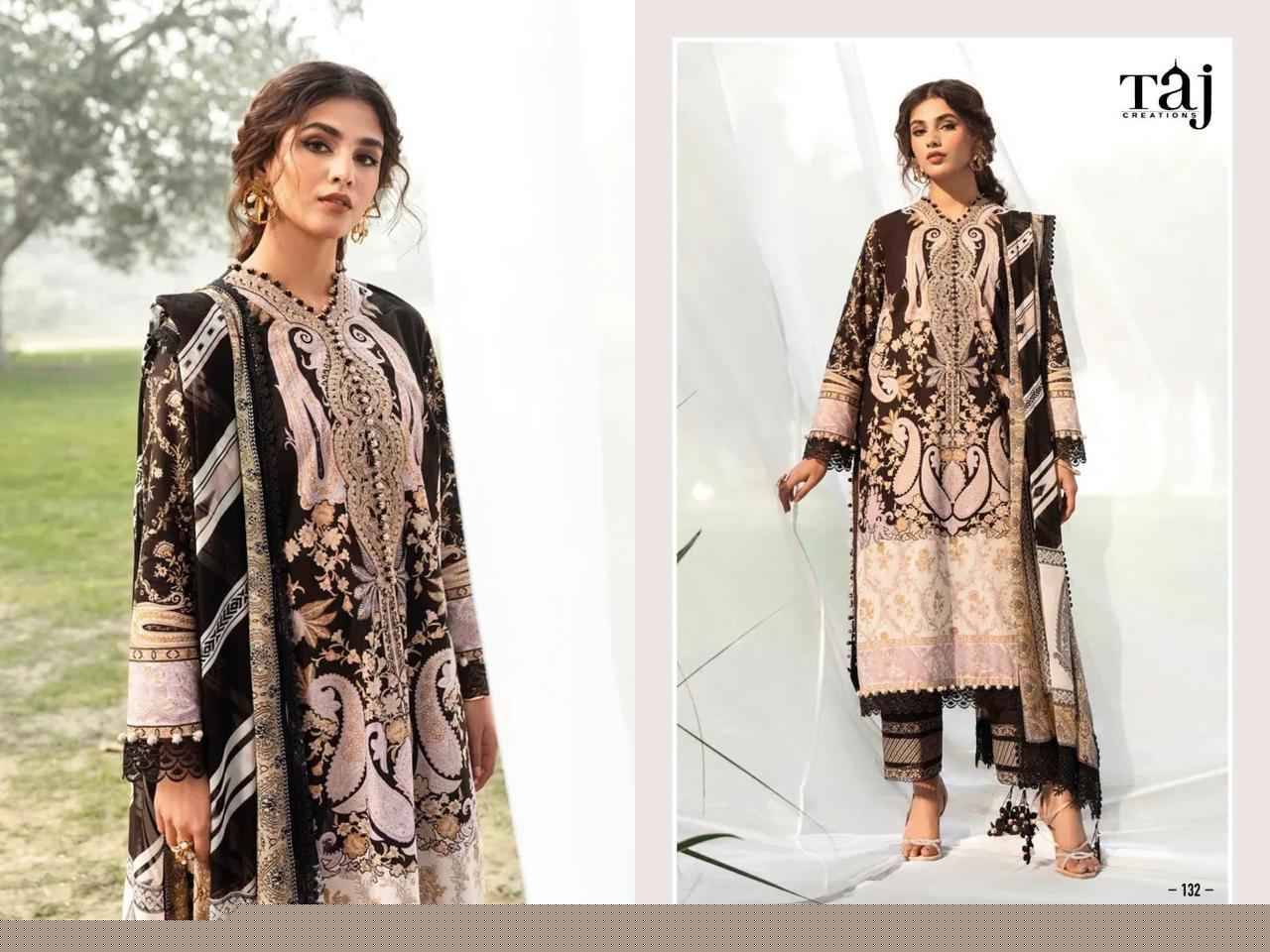 Taj Hit Design 132 By Taj Creation Beautiful Pakistani Suits Colorful Stylish Fancy Casual Wear & Ethnic Wear Pure Cotton Print With Embroidered Dresses At Wholesale Price