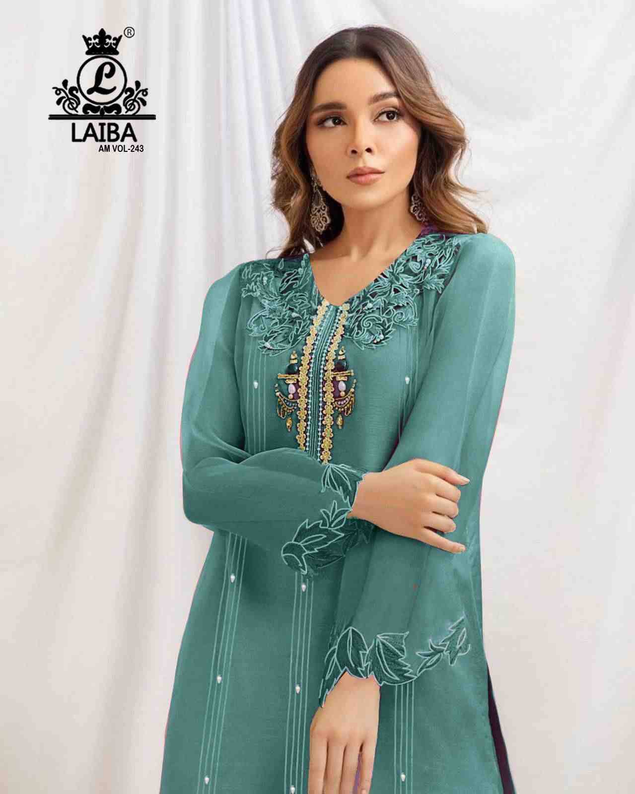AM Vol-243 By Laiba 243-A To 243-C Series Beautiful Pakistani Suits Colorful Stylish Fancy Casual Wear & Ethnic Wear Pure Organza Dresses At Wholesale Price