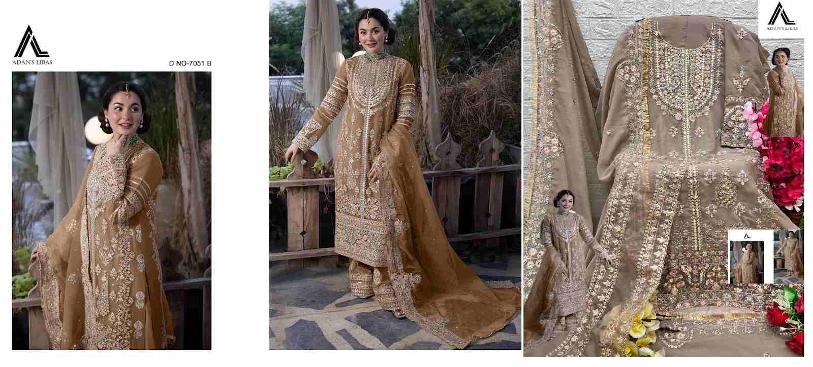 Adans Libas 7051 Colours By Adans Libas 7051-A To 7051-D Series Beautiful Pakistani Suits Colorful Stylish Fancy Casual Wear & Ethnic Wear Faux Georgette Embroidered Dresses At Wholesale Price