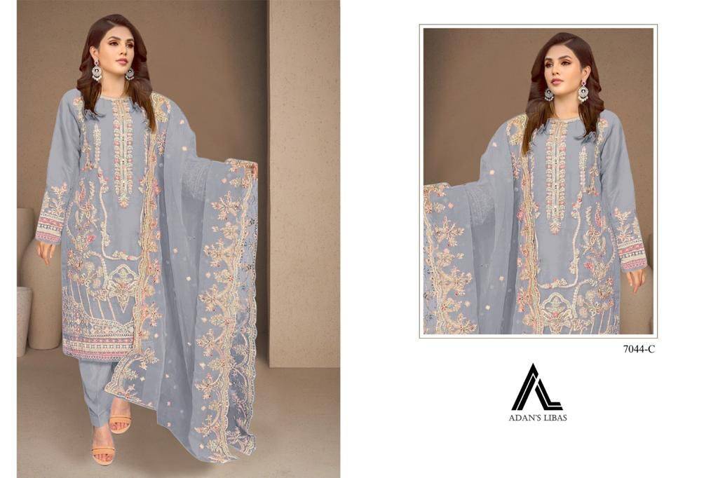Adans Libas 7044 Colours By Adans Libas 7044-A To 7044-D Series Beautiful Pakistani Suits Colorful Stylish Fancy Casual Wear & Ethnic Wear Organza Embroidered Dresses At Wholesale Price