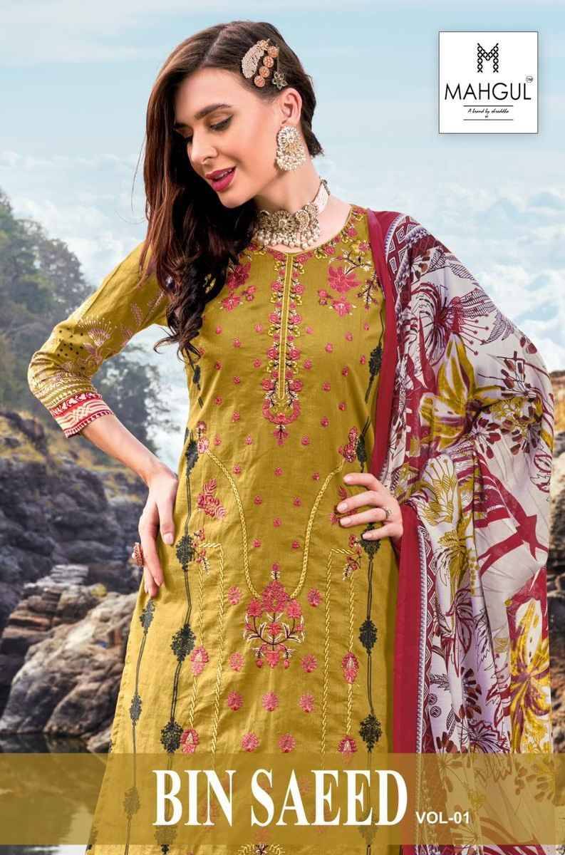 Bin Saeed Vol-1 By Mahgul 1001 To 1004 Series Designer Pakistani Suits Beautiful Fancy Stylish Colorful Party Wear & Occasional Wear Pure Lawn Cotton With Embroidery Dresses At Wholesale Price