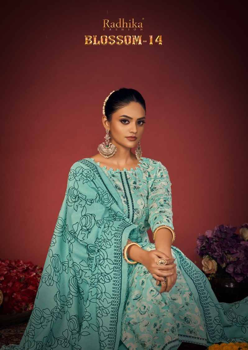 Blossom Vol-14 By Radhika Fashion 78001 To 78006 Series Beautiful Stylish Festive Suits Fancy Colorful Casual Wear & Ethnic Wear & Ready To Wear Pure Cotton Print Dresses At Wholesale Price