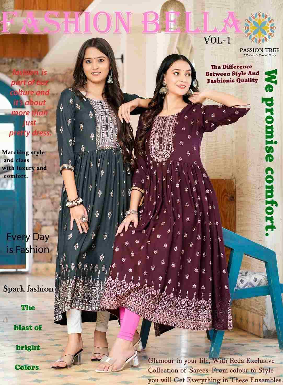 Fashion Bella Vol-1 By Passion Tree 1001 To 1008 Series Designer Festive Suits Collection Beautiful Stylish Fancy Colorful Party Wear & Occasional Wear Rayon Slub Kurtis At Wholesale Price