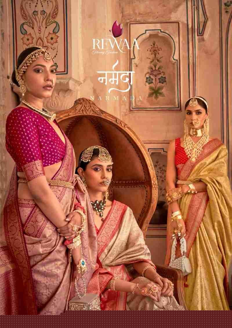 Narmada By Rewaa 1046 To 1050 Series Indian Traditional Wear Collection Beautiful Stylish Fancy Colorful Party Wear & Occasional Wear Pure Banarasi Silk Sarees At Wholesale Price