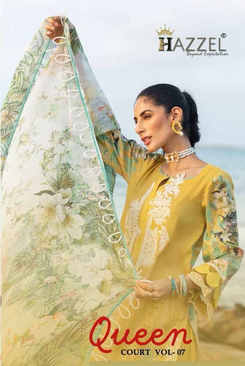 Queen Court Vol-7 By Hazzel 1001 To 1004 Series Designer Pakistani Suits Beautiful Fancy Stylish Colorful Party Wear & Occasional Wear Cotton Print Dresses At Wholesale Price