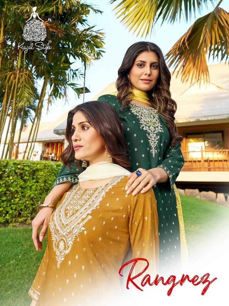 Rangrez By Kajal Style 1001 To 1004 Series Beautiful Festive Suits Colorful Stylish Fancy Casual Wear & Ethnic Wear Rayon Foil Dresses At Wholesale Price