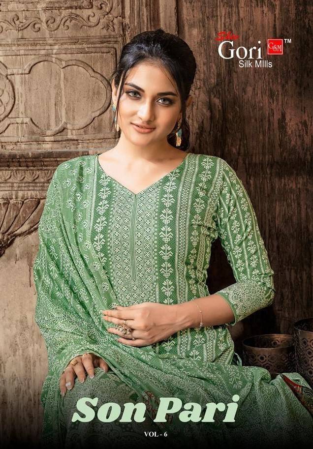 Son Pari Vol-6 By Shiv Gori Silk Mills 6001 To 6010 Series Beautiful Festive Suits Colorful Stylish Fancy Casual Wear & Ethnic Wear Rayon Print Dresses At Wholesale Price