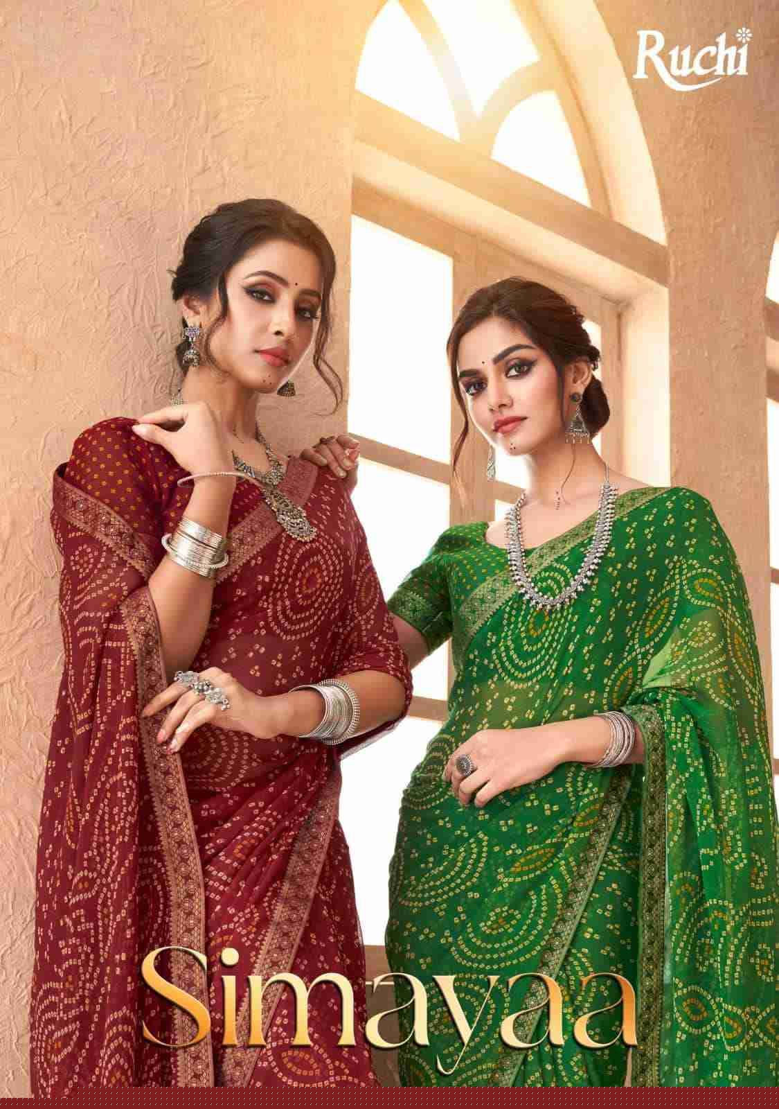 Simayaa Vol-18 By Ruchi Sarees 25801-A To 25803-D Series Indian Traditional Wear Collection Beautiful Stylish Fancy Colorful Party Wear & Occasional Wear Chiffon Sarees At Wholesale Price