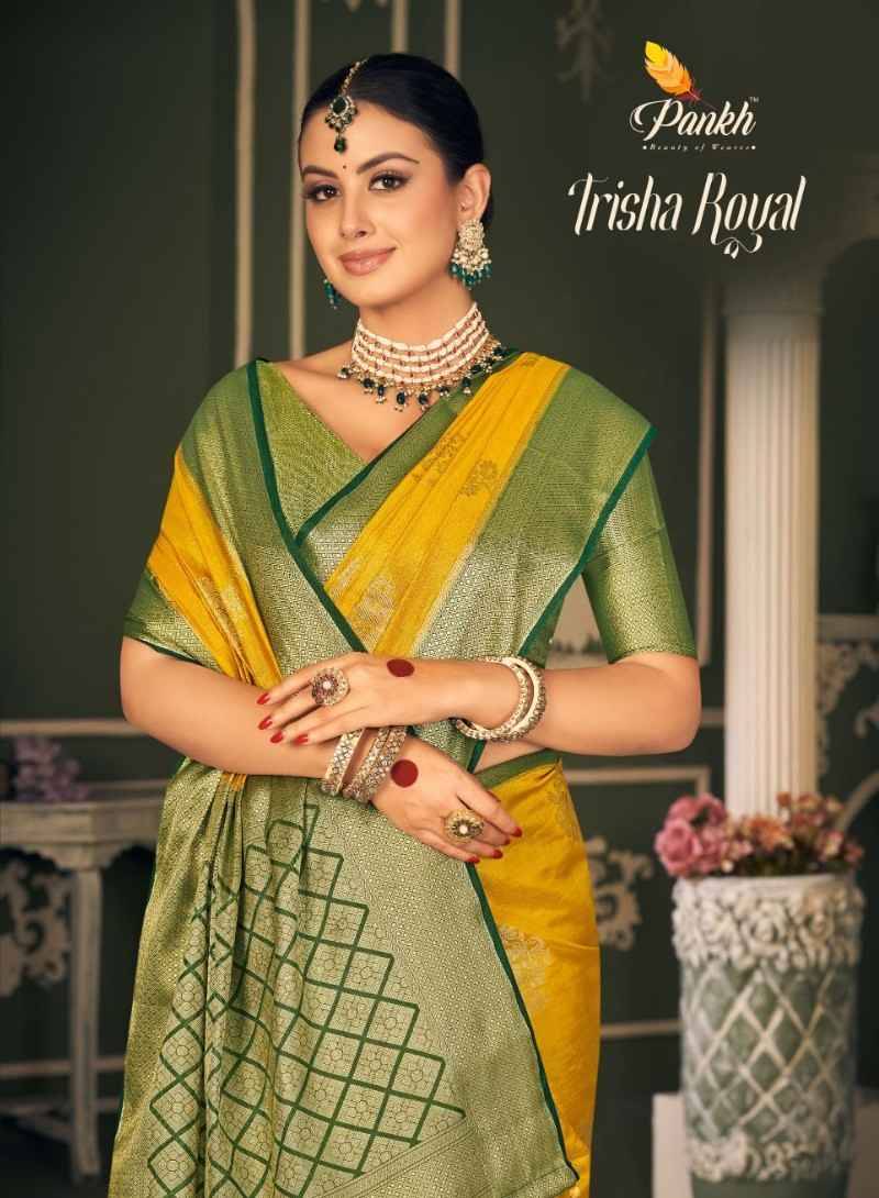 Trisha Royal By Pankh Creation 7901 To 7909 Series Indian Traditional Wear Collection Beautiful Stylish Fancy Colorful Party Wear & Occasional Wear Tissue Silk Sarees At Wholesale Price