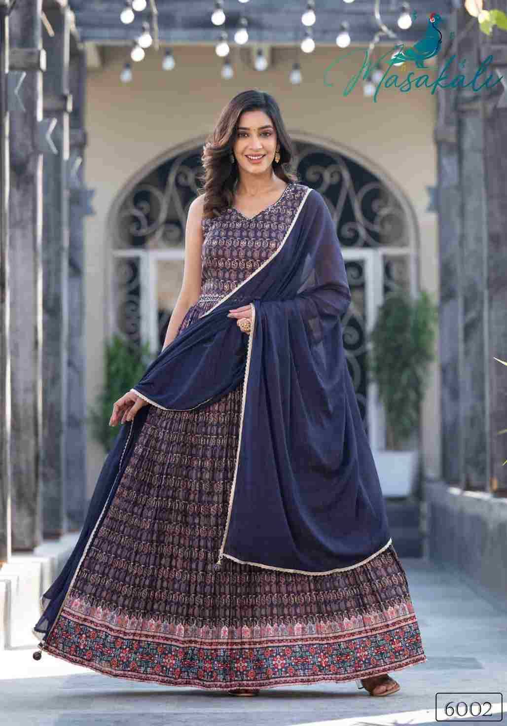 Masakali Vol-6 By Masakali 6001 To 6005 Series Beautiful Stylish Fancy Colorful Casual Wear & Ethnic Wear Soft Dola Silk Gowns With Dupatta At Wholesale Price