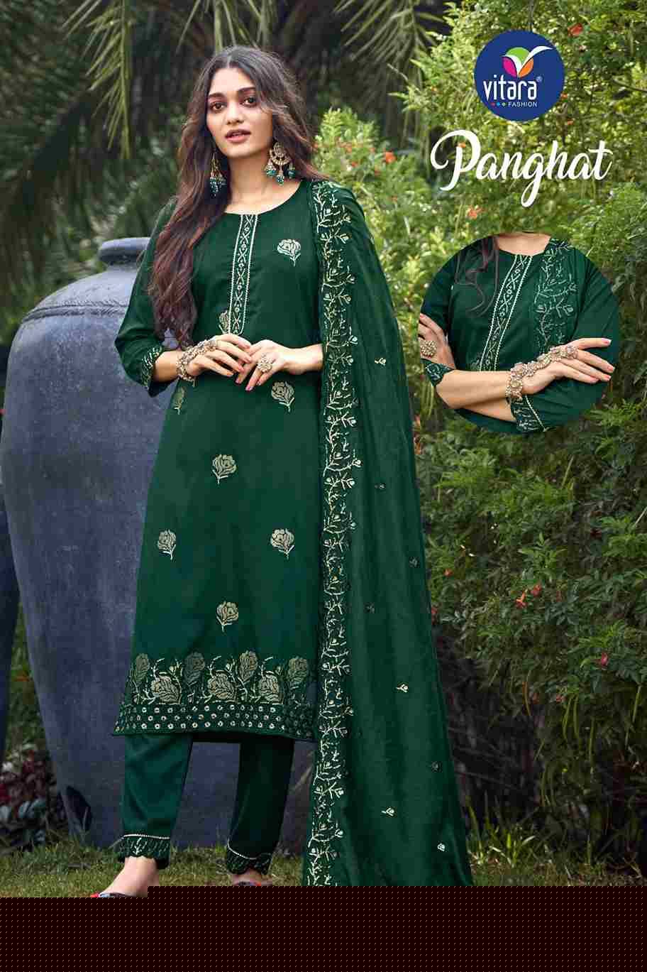Panghat By Vitara 1097 To 1100 Series Beautiful Festive Suits Colorful Stylish Fancy Casual Wear & Ethnic Wear Pure Chinnon Embroidered Dresses At Wholesale Price