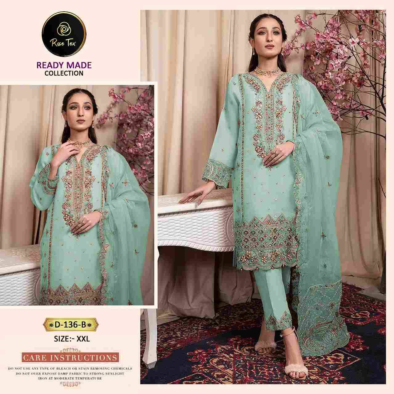 Rose Tex 136 Colours By Rose Tex 136-A To 136-D Series Beautiful Stylish Pakistani Suits Fancy Colorful Casual Wear & Ethnic Wear & Ready To Wear Pure Organza Dresses At Wholesale Price