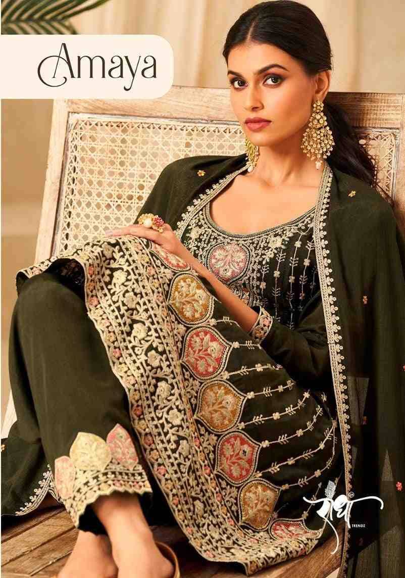 Amaya By Radha Trendz 2031 To 2034 Series Beautiful Festive Suits Colorful Stylish Fancy Casual Wear & Ethnic Wear Chinnon Embroidered Dresses At Wholesale Price