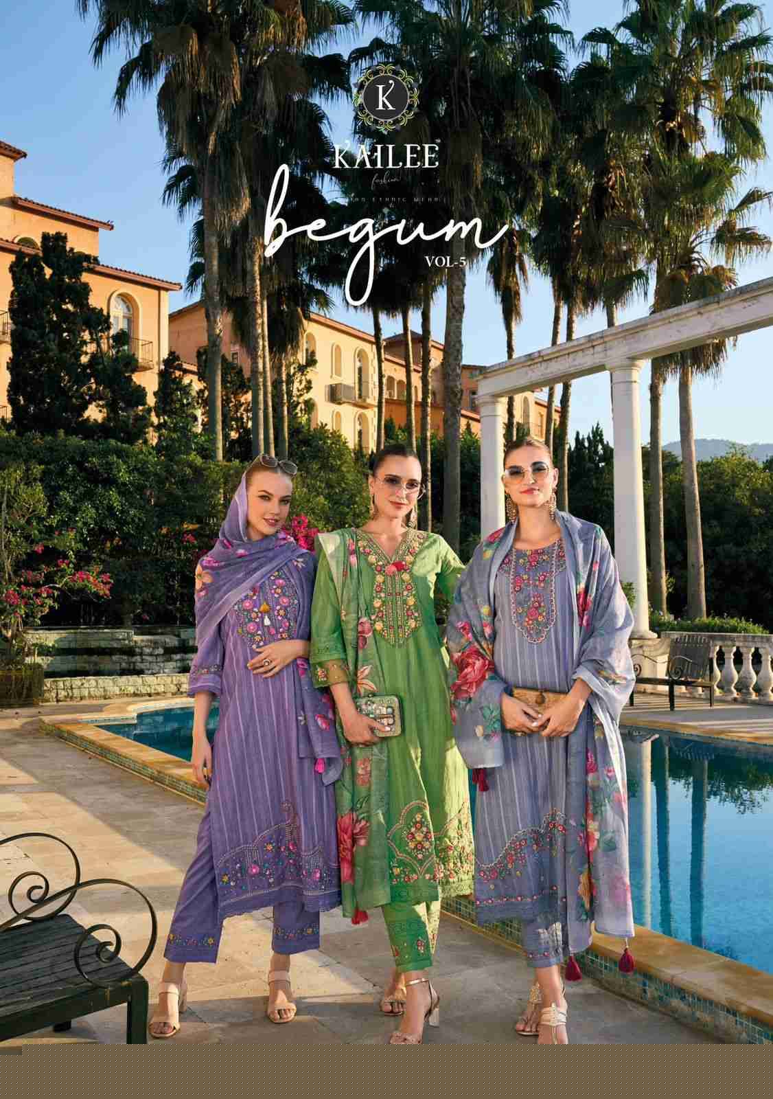 Begum Vol-5 By Kailee 42501 To 42508 Series Festive Suits Beautiful Fancy Colorful Stylish Party Wear & Occasional Wear Pure Cotton With Work Dresses At Wholesale Price