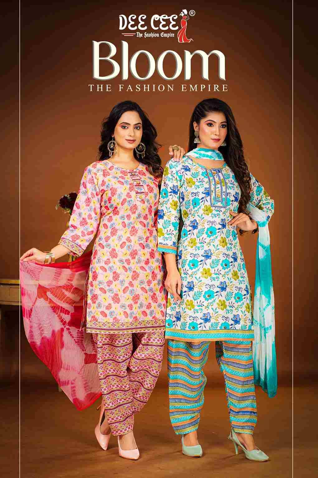 BLOOM BY DEE CEE 101 TO 106 SERIES DESIGNER STYLISH FANCY COLORFUL BEAUTIFUL PARTY WEAR & ETHNIC WEAR COLLECTION HEAVY COTTON PRINT DRESSES AT WHOLESALE PRICE