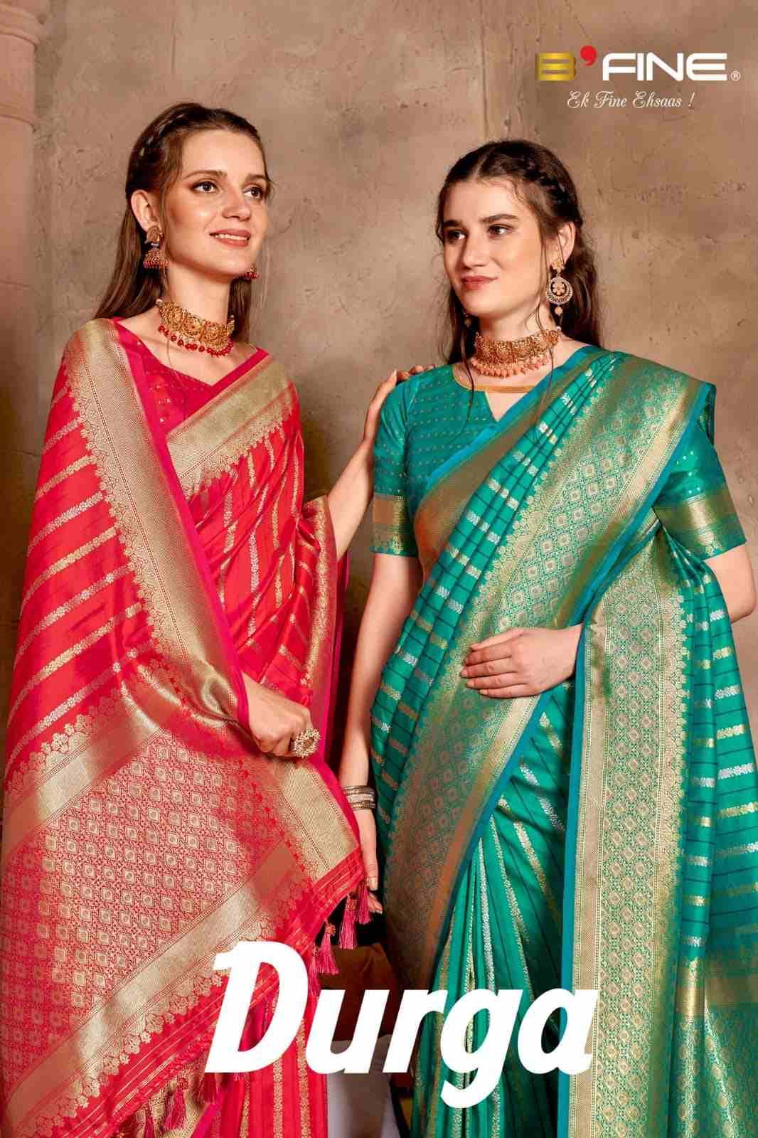 Durga By Bfine 1076-A To 1076-D Series Indian Traditional Wear Collection Beautiful Stylish Fancy Colorful Party Wear & Occasional Wear Silk Sarees At Wholesale Price