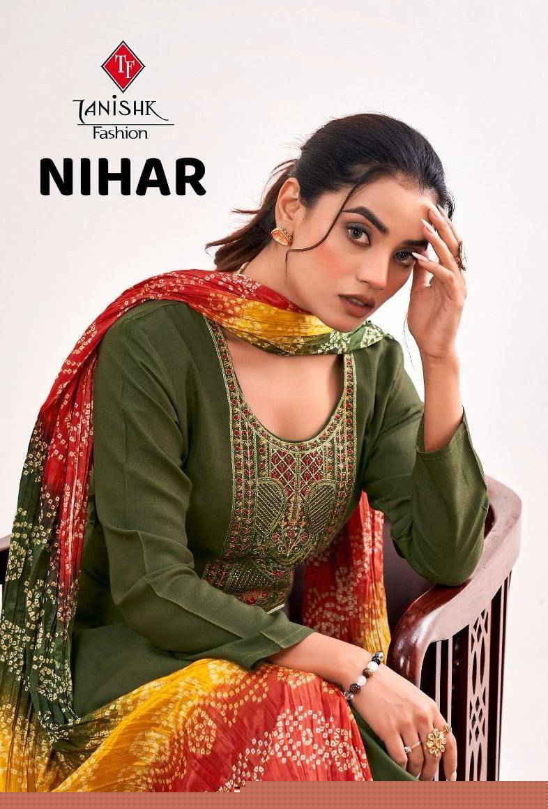 Nihar By Tanishk Fashion 61001 To 61008 Series Beautiful Festive Suits Colorful Stylish Fancy Casual Wear & Ethnic Wear Rayon Slub Print Dresses At Wholesale Price