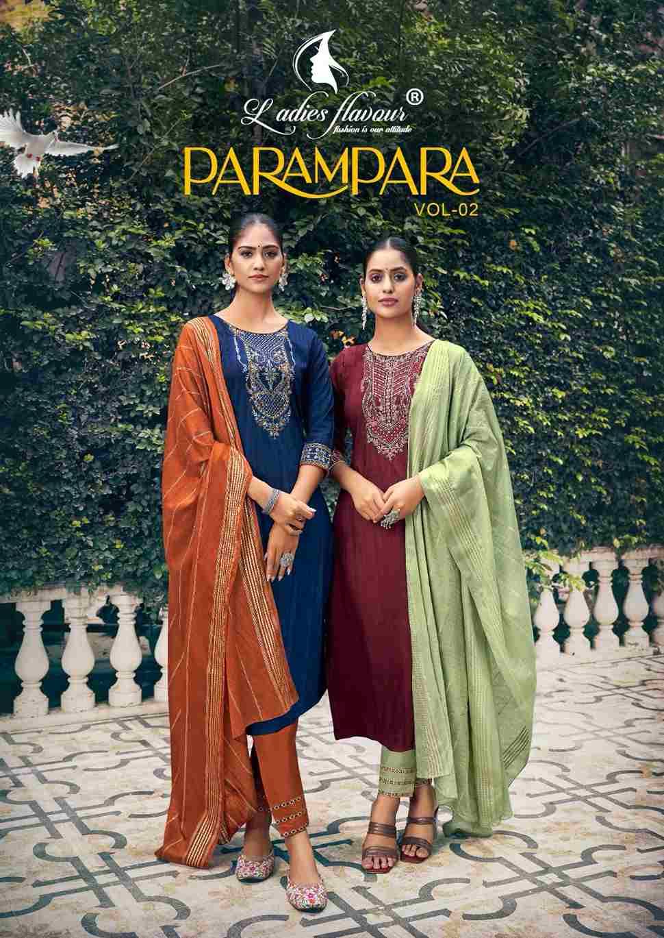 Parampara Vol-2 By Ladies Flavour 2031 To 2036 Series Beautiful Festive Suits Colorful Stylish Fancy Casual Wear & Ethnic Wear Chinnon Dresses At Wholesale Price