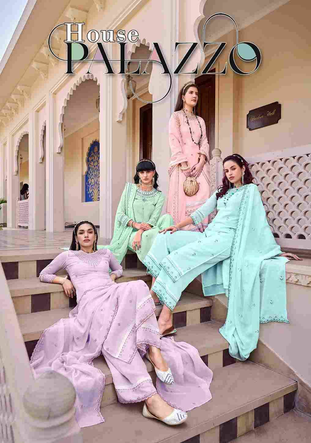 Palazzo House By Isavasyam 1001 To 1004 Series Festive Suits Beautiful Fancy Colorful Stylish Party Wear & Occasional Wear Fancy With Work Dresses At Wholesale Price