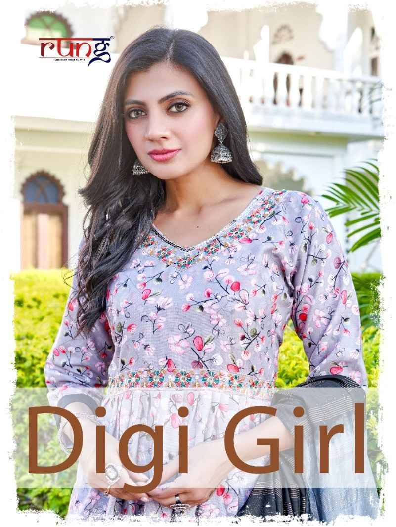 Digi Girl By Rung 1001 To 1006 Series Beautiful Stylish Festive Suits Fancy Colorful Casual Wear & Ethnic Wear & Ready To Wear Rayon Dresses At Wholesale Price