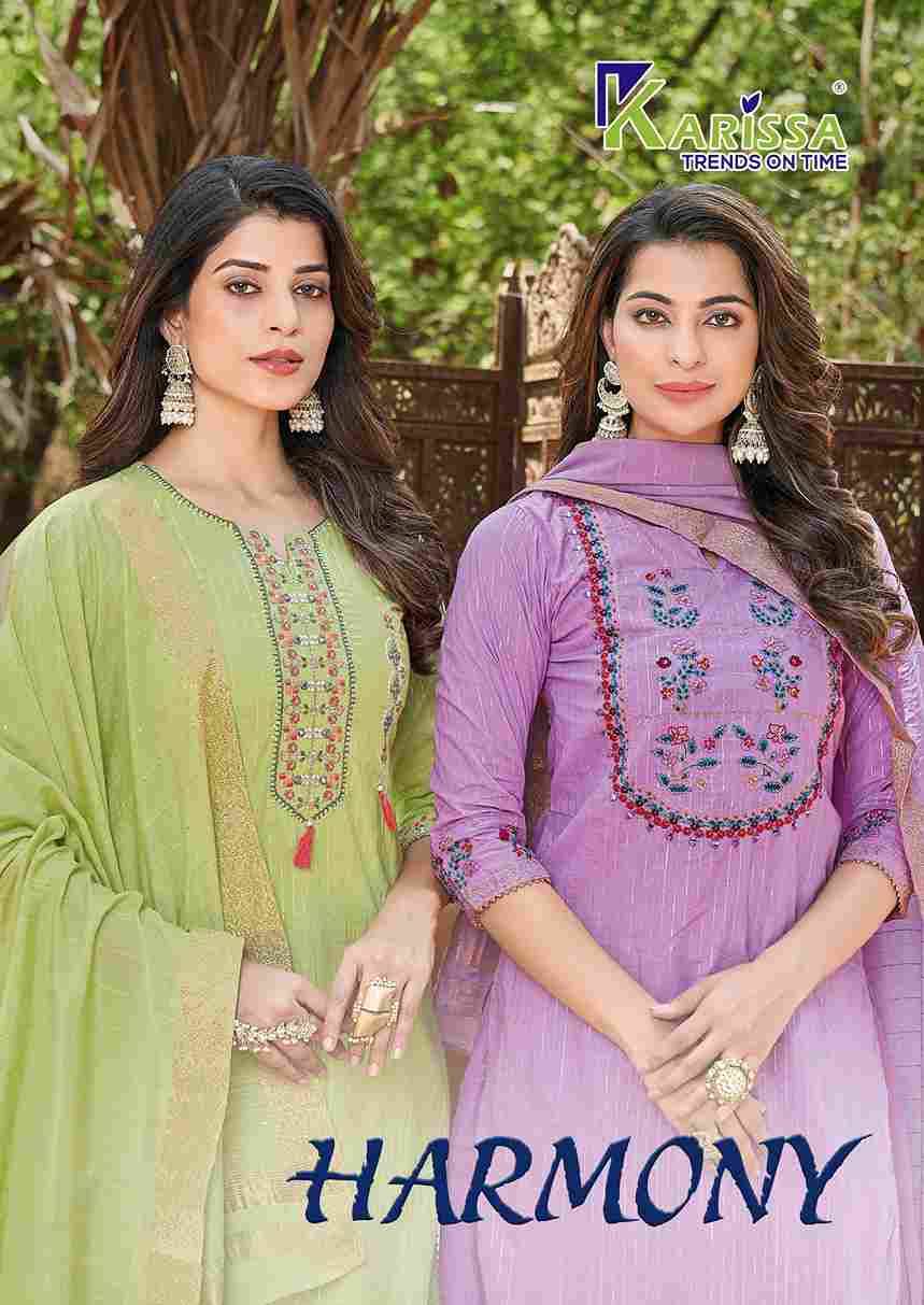 Harmony By Karissa 1001 To 1006 Series Beautiful Festive Suits Colorful Stylish Fancy Casual Wear & Ethnic Wear Pure Cotton Dresses At Wholesale Price