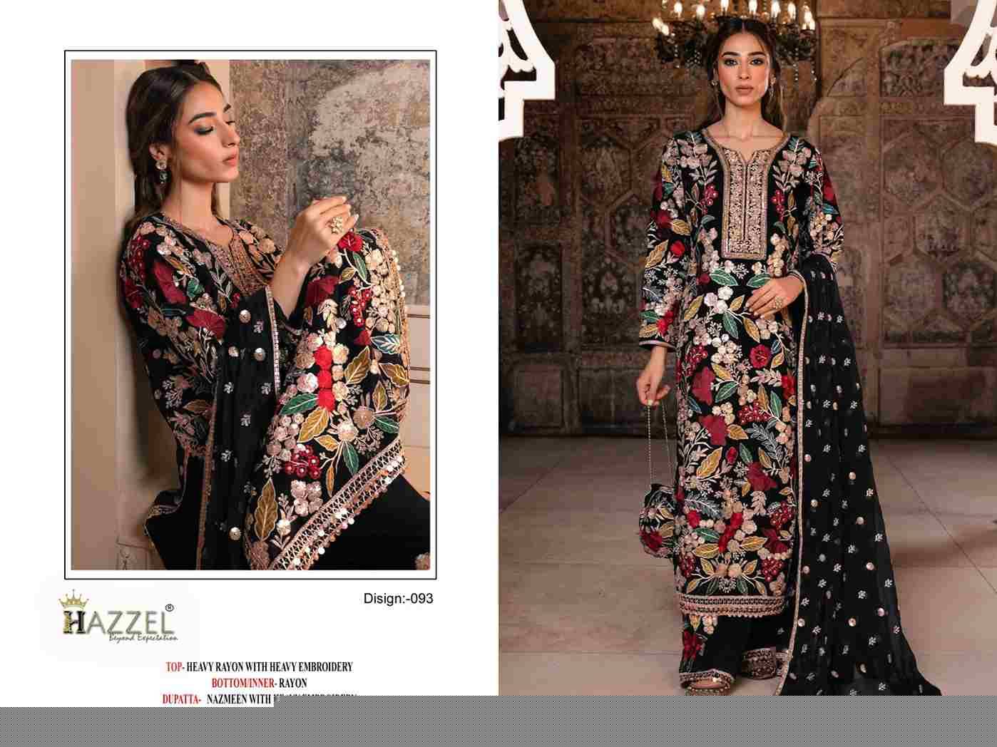 Hazzel Hit Design 093 By Hazzel Beautiful Pakistani Suits Stylish Fancy Colorful Party Wear & Occasional Wear Heavy Rayon Embroidered Dresses At Wholesale Price