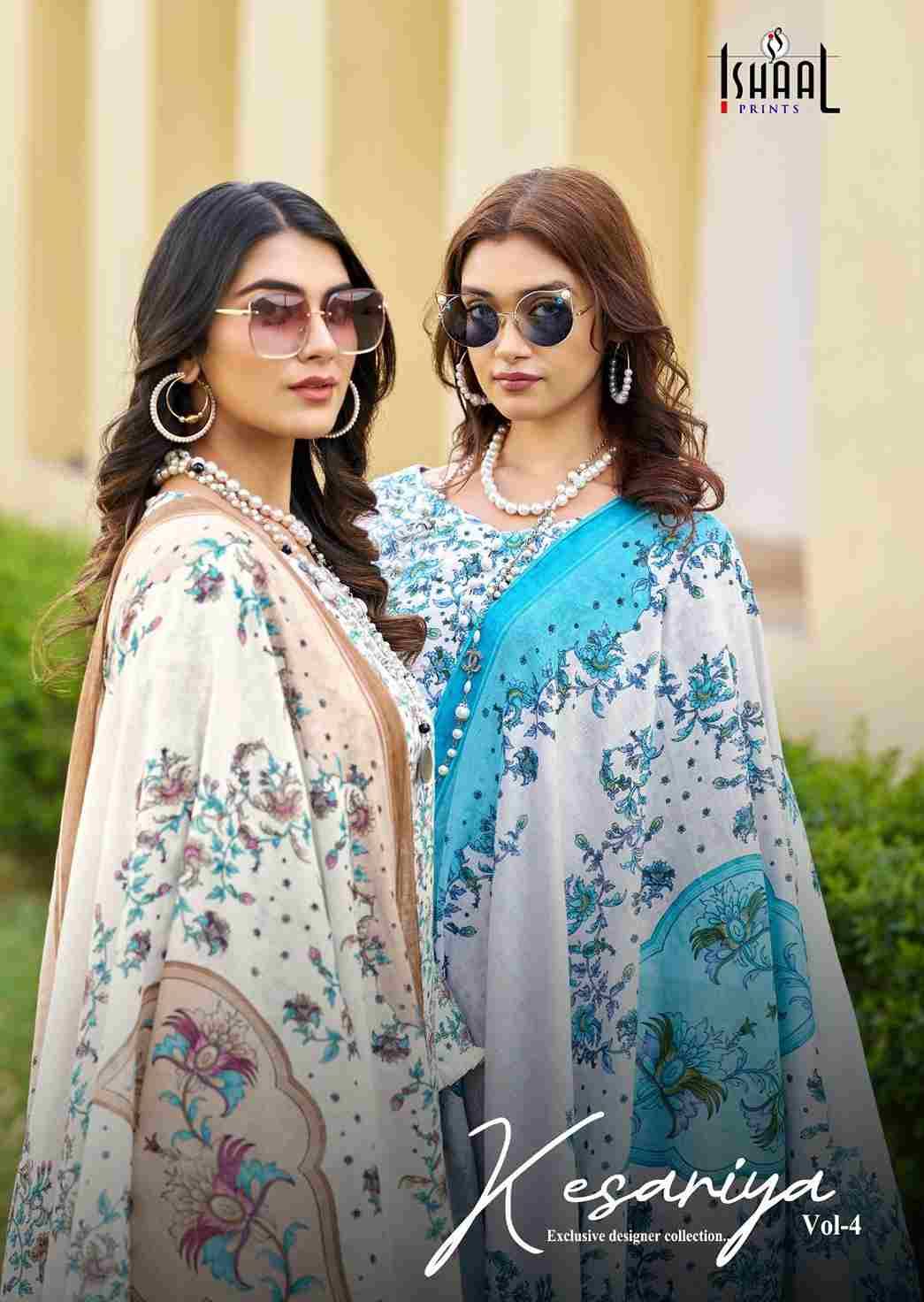 Kesariya Vol-4 By Ishaal Prints 4001 To 4008 Series Beautiful Festive Suits Stylish Fancy Colorful Casual Wear & Ethnic Wear Pure Lawn Embroidered Dresses At Wholesale Price
