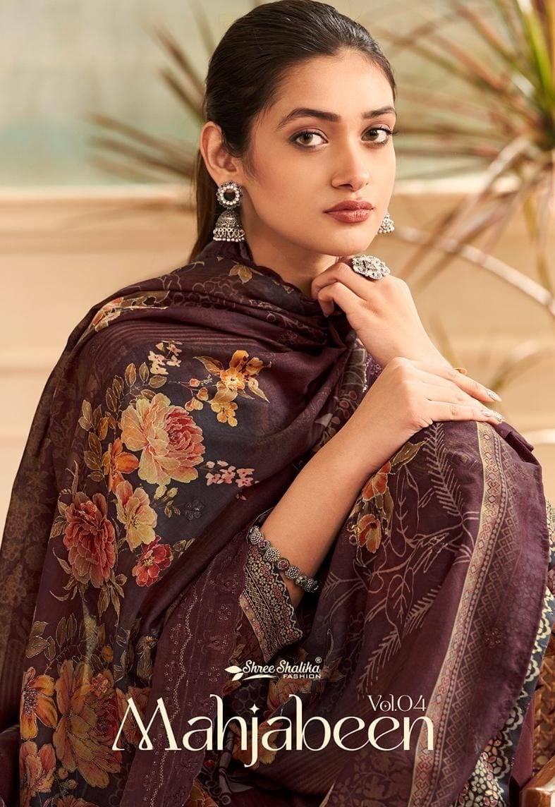 Mahjabeen Vol-4 By Shree Shalika Fashion 4001 To 4008 Series Designer Festive Suits Beautiful Fancy Stylish Colorful Party Wear & Occasional Wear Lawn Cotton Print Dresses At Wholesale Price