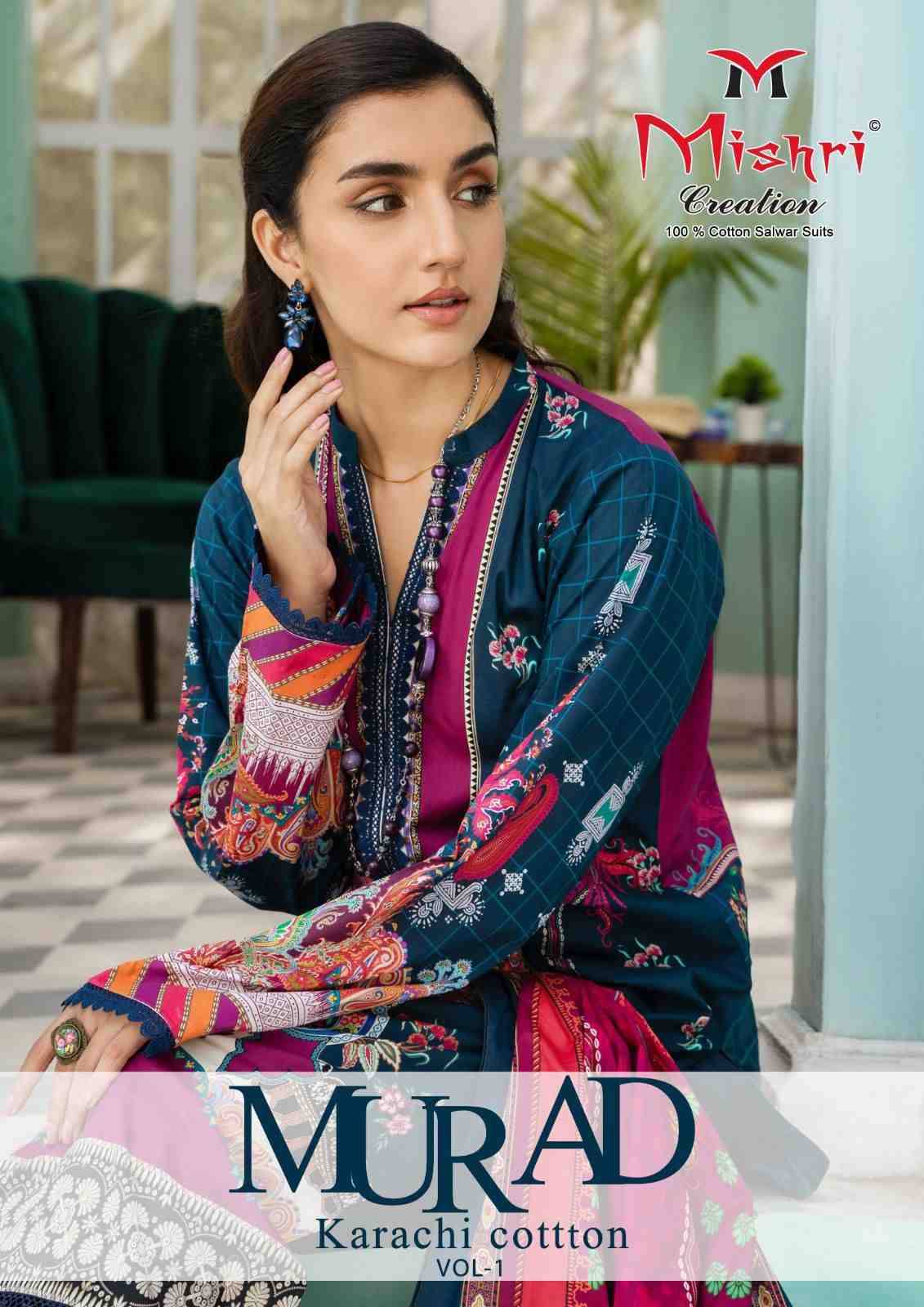 Murad By Mishri 1001 To 1006 Series Beautiful Suits Colorful Stylish Fancy Casual Wear & Ethnic Wear Pure Cotton Print Dresses At Wholesale Price