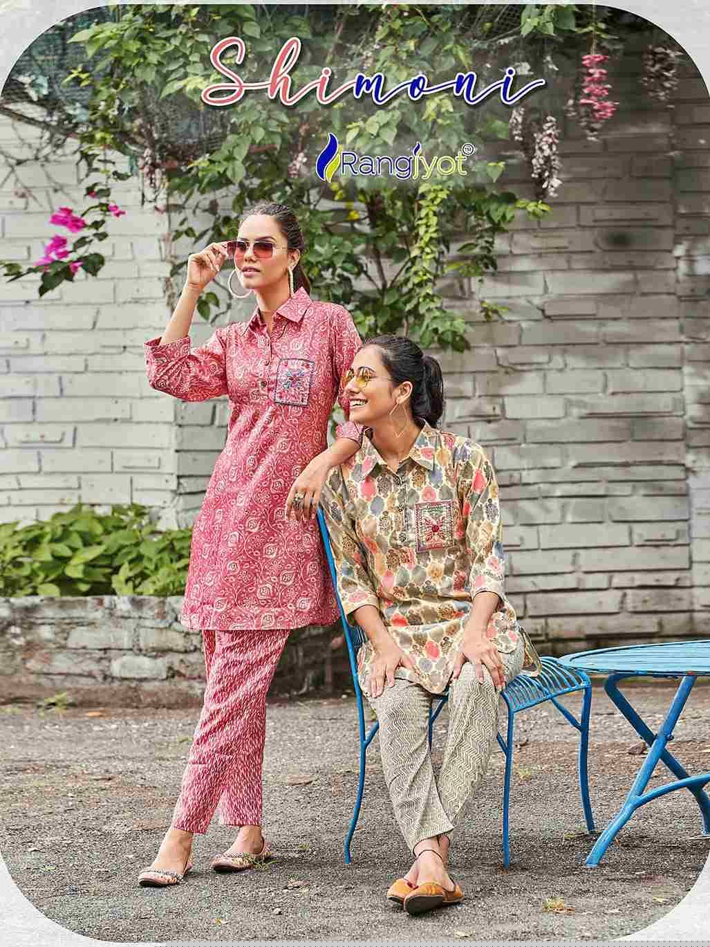 Shimoni By Rangjyot Fashion 1001 To 1005 Series Designer Stylish Fancy Colorful Beautiful Party Wear & Ethnic Wear Collection Capsule Print Tops With Bottom At Wholesale Price