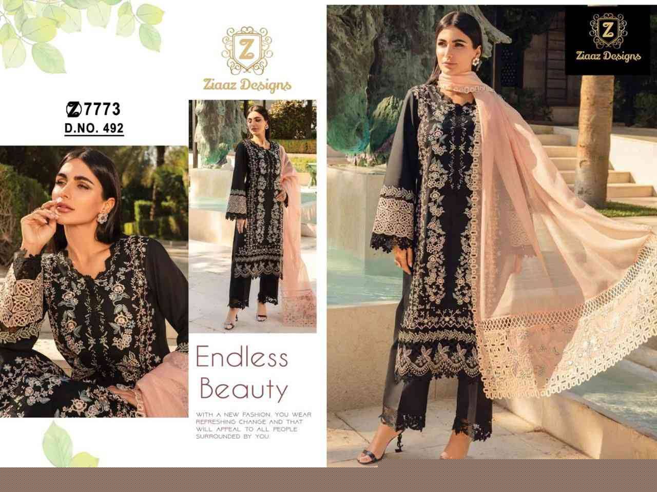 Ziaaz Designs Hit Design 492 By Ziaaz Designs Beautiful Pakistani Suits Colorful Stylish Fancy Casual Wear & Ethnic Wear Rayon Embroidered Dresses At Wholesale Price